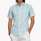 half sleeve Indian Hand Block Print Teal Stripe Print Casual Shirt – Smart & Contemporary Look Shirt 100% Cotton Fabric