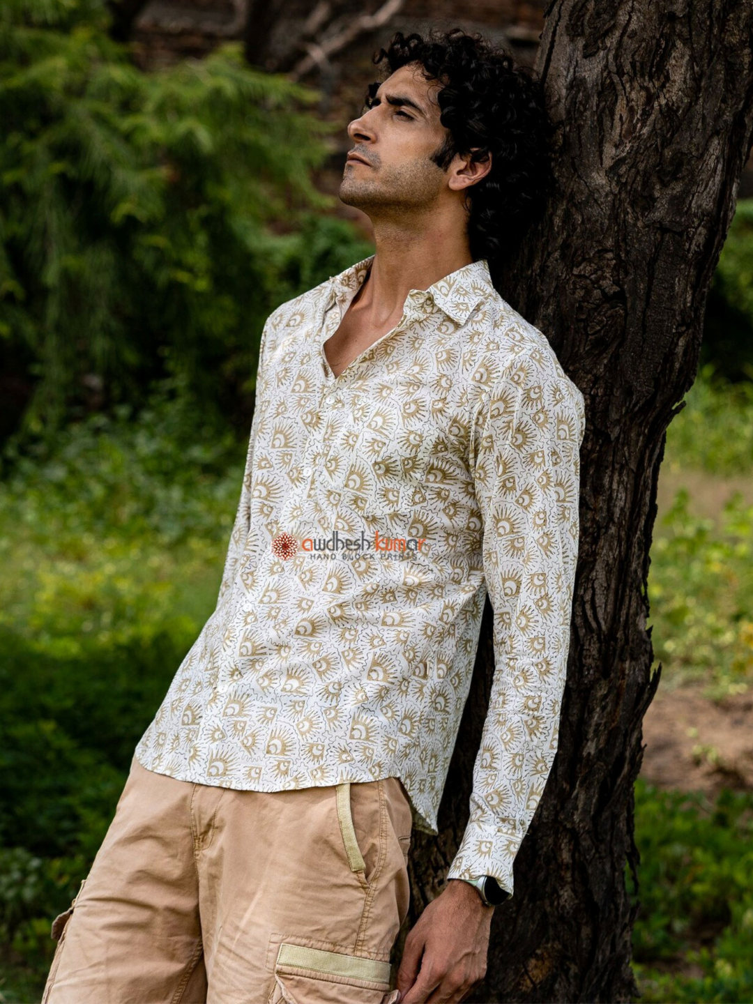 Handmade cotton printed full sleeve shirt Earthy Bloom Casual Indian handmade shirt