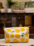 Awdhesh Kumar Lemon Drop Crush Cotton Hand Block Printed Toiletry Bags for Women