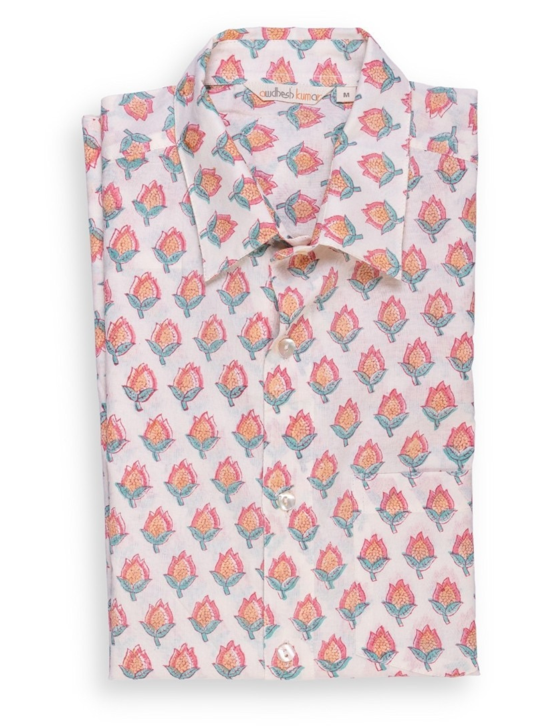 half sleeve Indian Ethnic Lotus Art Print Shirt Naav Design Shirt 100% Cotton Fabric