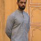 Full Sleeve Indian Hand Block Print Shirt Gud Jali Cornflower Blue Design Shirt 100% Cotton Fabric