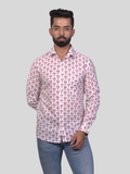 Full Sleeve Indian Hand Block Print Shirt Pink Buti Big Design Shirt 100% Cotton Fabric