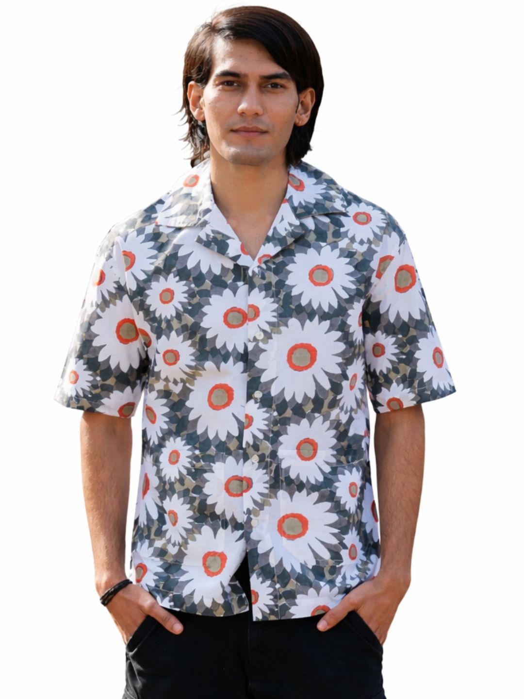 half sleeve Indian Hand Block Print Shirt Floral Breeze Casual Shirt – Stylish Summer Look Shirt 100% Cotton Fabric