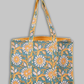 Cotton Hand Bag, Teal Marigold Heritage Tote Bags, Women hand bags, Tote bags for Girls, Fashion Tote bags, Printed Tote Bags