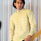Full Sleeve Indian Hand Block Print Bright Yellow Geometric Print Mandarin Collar Shirt for Men  Shirt 100% Cotton Fabric