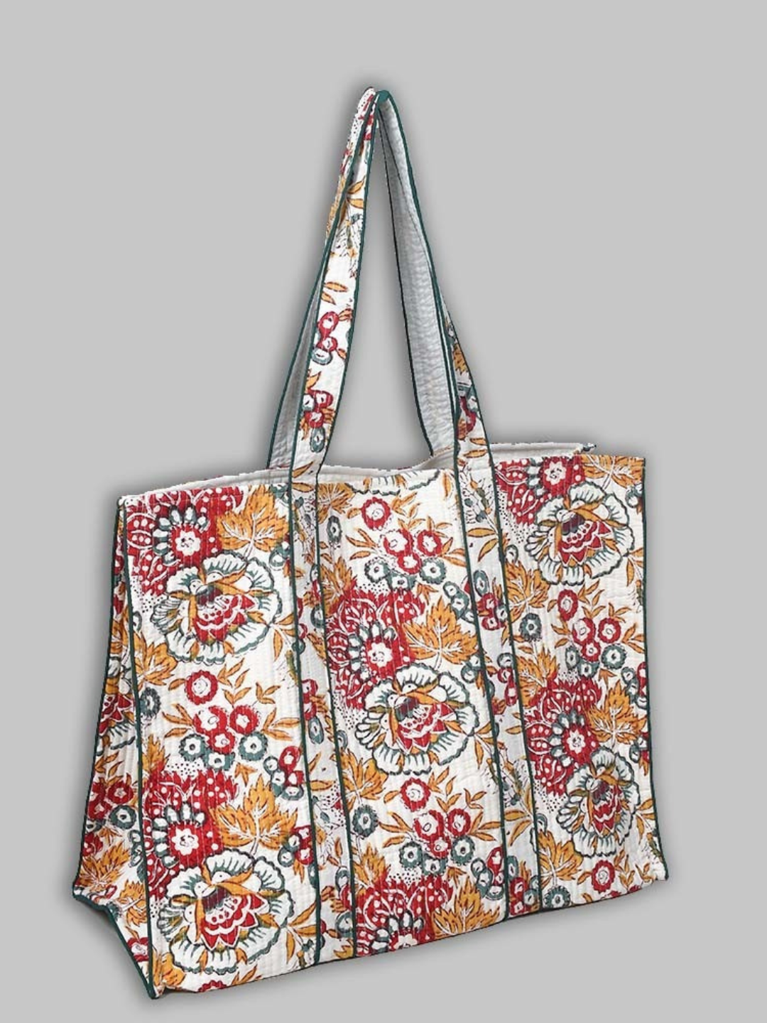 Cotton Hand Bag, Ivory Garden Heritage Tote Bags, Women hand bags, Tote bags for Girls, Fashion Tote bags, Printed Tote Bags