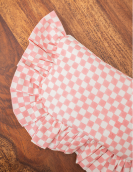 Pastel Pink Check Print Demi Donut Pouch
