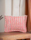 Coral Red Leafy Linear Print Frame Pouch Cotton Hand Block Printed