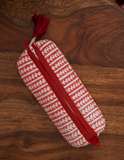 Rustic Red Geometric Print Pencil Pouch Cotton Hand Block Printed