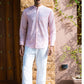 Full Sleeve Indian Hand Block Print Shirt Elegant Pink Printed Mandarin Collar Shirt 100% Cotton Fabric