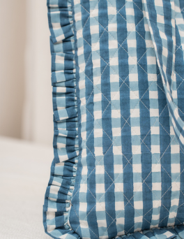 Seersucker Check Ruffle Tote Bag