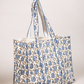 Cotton Hand Bag, Azure Heritage Quilted Tote Bags, Women hand bags, Tote bags for Girls, Fashion Tote bags, Printed Tote Bags