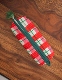 Classic Red & Green Plaid Check Print Pencil Pouch Cotton Hand Block Printed