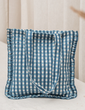 Seersucker Check Ruffle Tote Bag