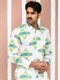 Full Sleeve Indian Hand Block Print Shirt  Trendy White “OK Please” Graphic Printed Shirt 100% Cotton Fabric