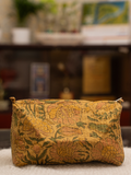 Awdhesh Kumar Saffron Garden Cotton Hand Block Printed Toiletry Bags for Women