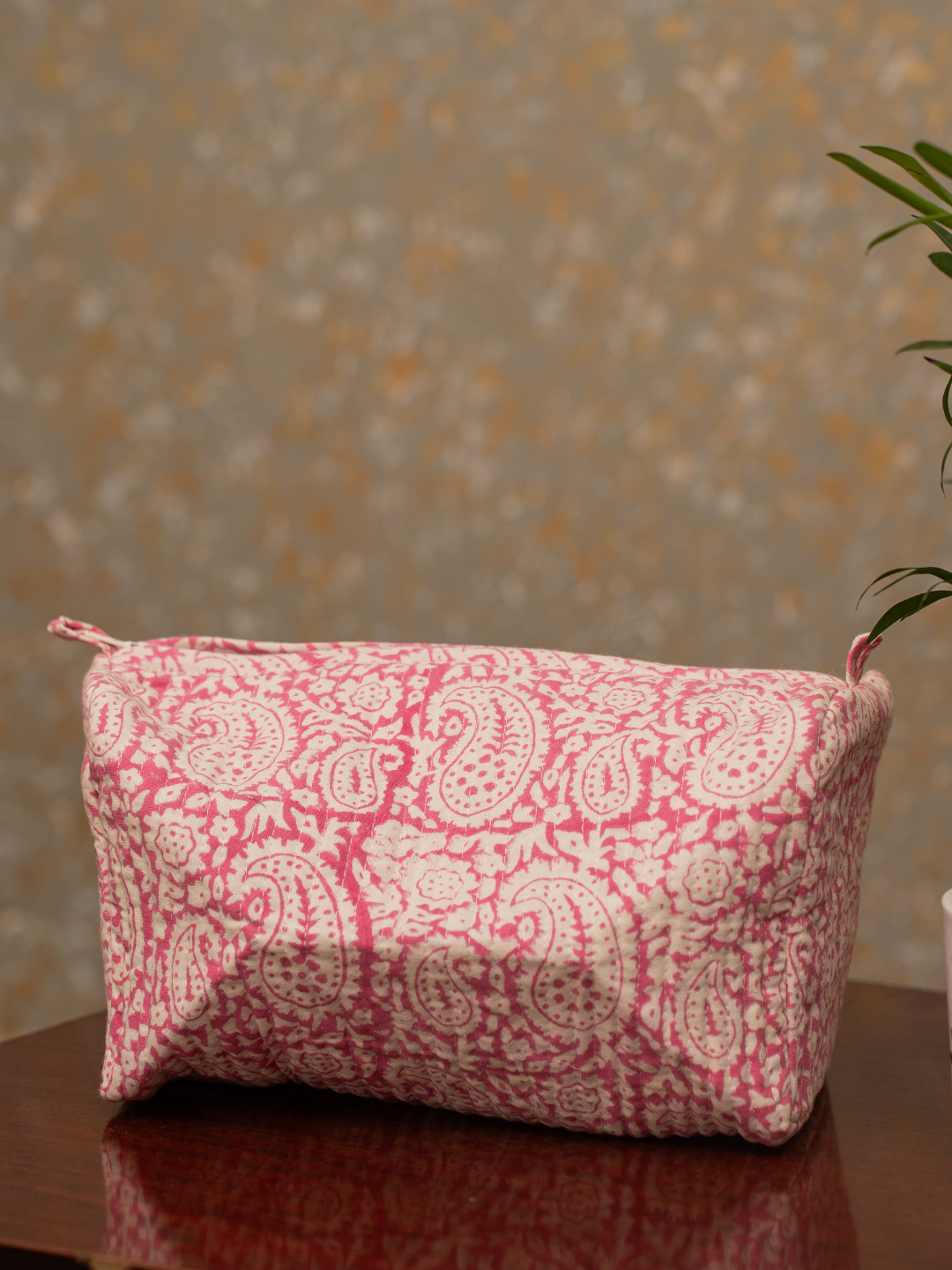 Awdhesh Kumar Blush Motif Organizer Cotton Hand Block Printed Toiletry Bags for Women