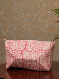 Awdhesh Kumar Blush Motif Organizer Cotton Hand Block Printed Toiletry Bags for Women
