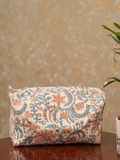 Awdhesh Kumar Pastel Petal Organizer Cotton Hand Block Printed Toiletry Bags for Women