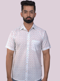 half sleeve Indian Hand Block Print Shirt Buti Grid Design Shirt 100% Cotton Fabric