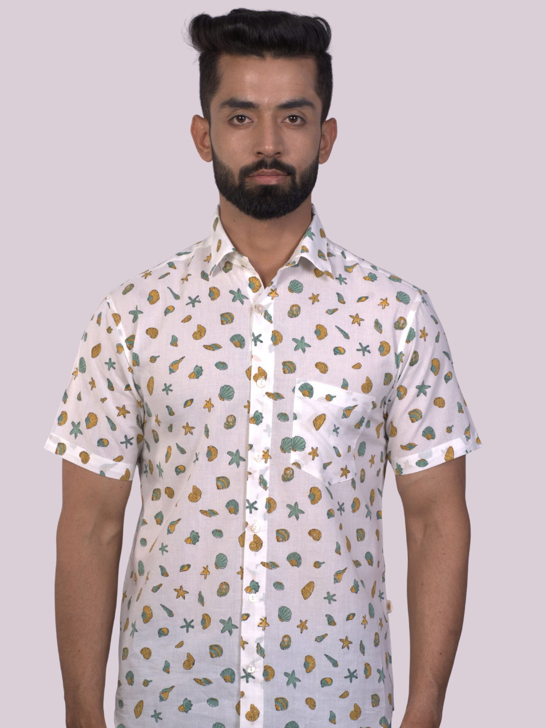 half sleeve Indian Hand Block Print Shirt Seep Design Shirt 100% Cotton Fabric