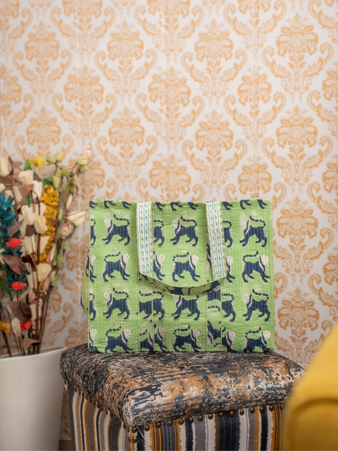 Awdhesh Kumar Traditional inspired Cotton Hand Block Printed Tote Bag for Women