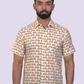 half sleeve Indian Hand Block Print Shirt Scooter Vespa Yellow Design Design Shirt 100% Cotton Fabric