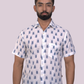 half sleeve Indian Hand Block Print Shirt Jaipur Jarokha Blue Design Shirt 100% Cotton Fabric
