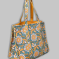 Cotton Hand Bag, Teal Marigold Heritage Tote Bags, Women hand bags, Tote bags for Girls, Fashion Tote bags, Printed Tote Bags