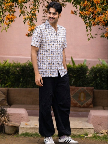 half sleeve Indian Hand Block Print Shirt Mood Mosaic Design Shirt 100% Cotton Fabric