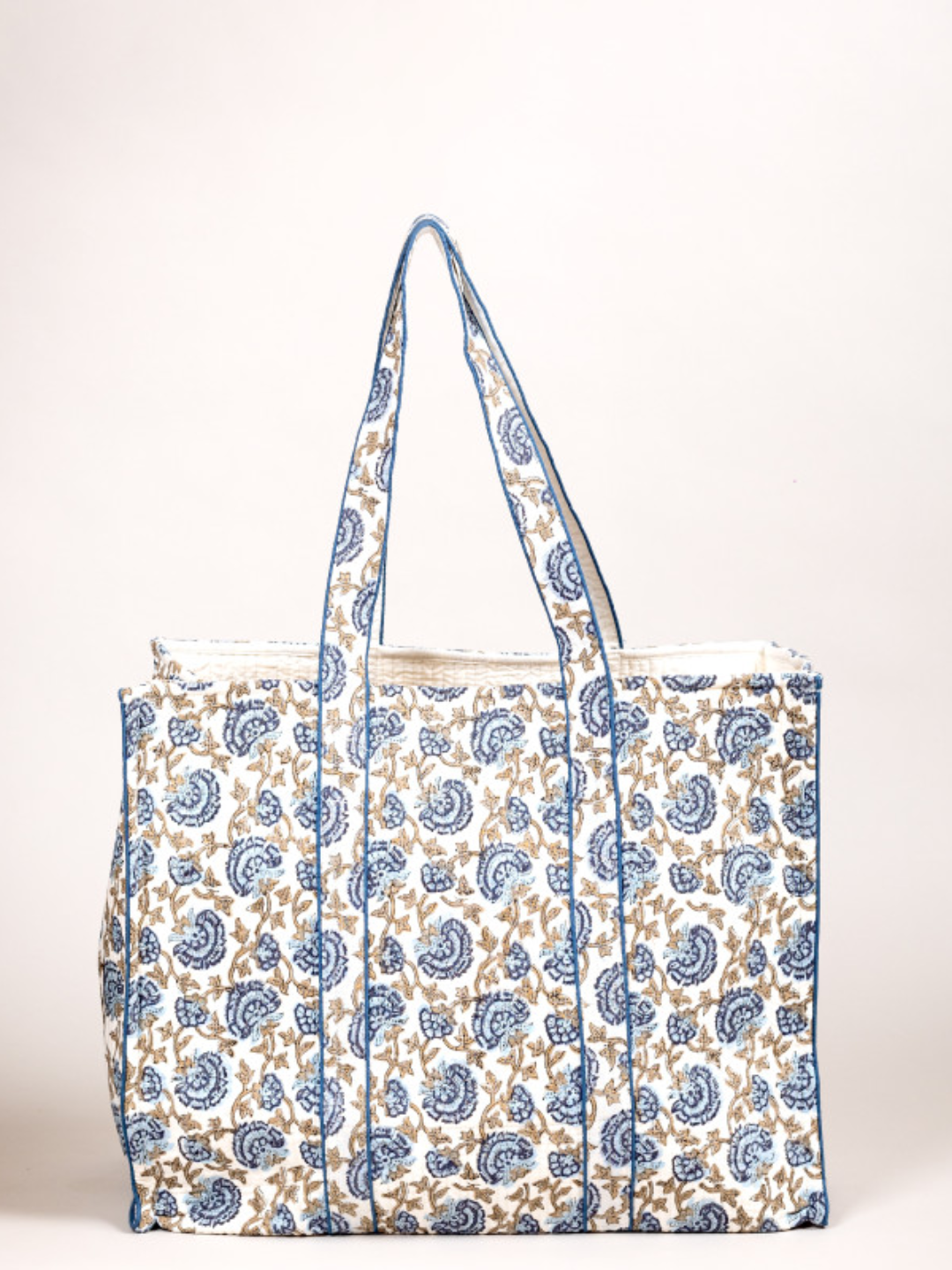 Cotton Hand Bag, Azure Heritage Quilted Tote Bags, Women hand bags, Tote bags for Girls, Fashion Tote bags, Printed Tote Bags