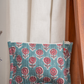 Teal Blue Rustic Floral Block Print Frame Pouch