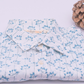 Short Sleeve Indian Blue Meadow Leaf Print Shirt Lotus Blue Design Shirt 100% Cotton Fabric