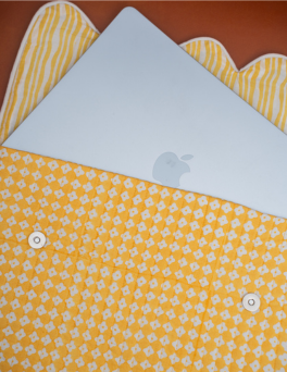 Mustard Jaali  Print Cotton Hand Block Printed Laptop Bag