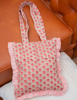 Rose Garden Mini Print Ruffle Tote Bag
