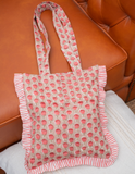 Rose Garden Mini Print Ruffle Tote Bag