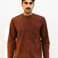 Full Sleeve Indian Classic Rust Brown Mandarin Collar Shirt for Men