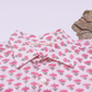 Short Sleeve Indian Pink Meadow Flower Print Shirt Pink Buti Small Design Shirt 100% Cotton Fabric