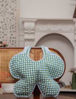 Pastel Green & Blue Checkerboard Print Cushion Floret Bag
