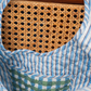 Pastel Green & Blue Checkerboard Print Cushion Floret Bag