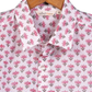 Short Sleeve Indian Pink Meadow Flower Print Shirt Pink Buti Small Design Shirt 100% Cotton Fabric