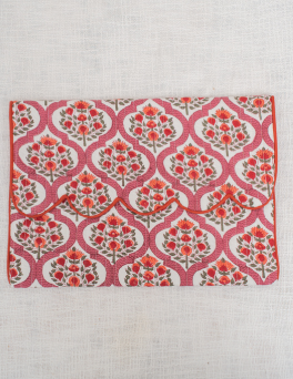 Rustic Rose Garden Print Cotton Hand Block Printed Laptop Bag