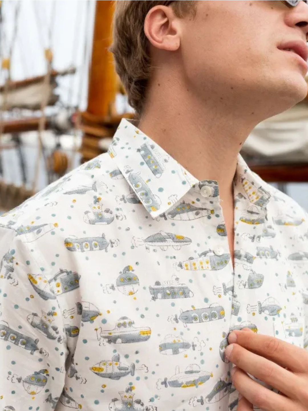 half sleeve Indian Hand Block Print Shirt Voyager Transport Print Printed Design Design Shirt 100% Cotton Fabric