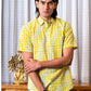 half sleeve Indian Hand Block Print Shirt  Sunlit Grid Print Casual Design Shirt 100% Cotton Fabric