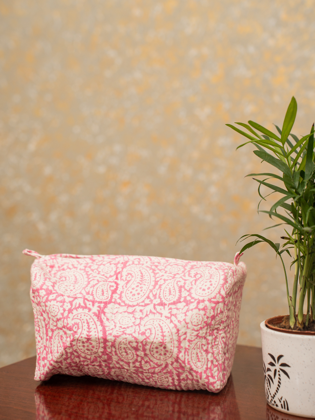 Awdhesh Kumar Blush Motif Organizer Cotton Hand Block Printed Toiletry Bags for Women