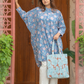 Awdhesh Kumar Indigo Floral Rays Cotton Hand Block Printed Tote Bag for Women