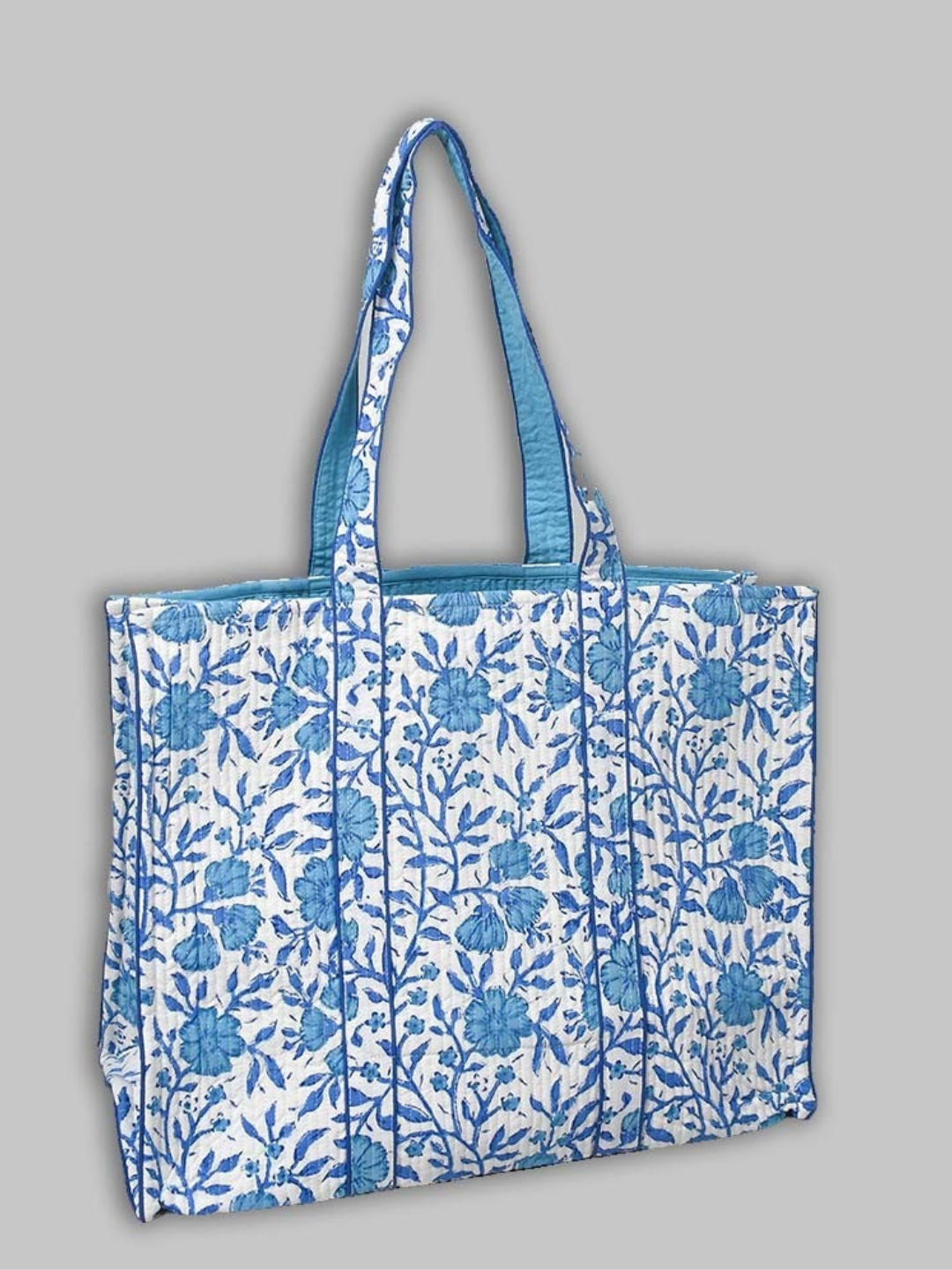 Cotton Hand Bag, Elegant blue floral heritage print Tote Bags, Women hand bags, Tote bags for Girls, Fashion Tote bags, Printed Tote Bags
