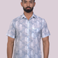half sleeve Indian Hand Block Print Shirt Game of Line Blue Design Shirt 100% Cotton Fabric