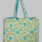 Awdhesh Kumar Botanical Aqua Bloom Cotton Hand Block Printed Tote Bag for Women