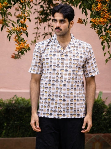 half sleeve Indian Hand Block Print Shirt Mood Mosaic Design Shirt 100% Cotton Fabric